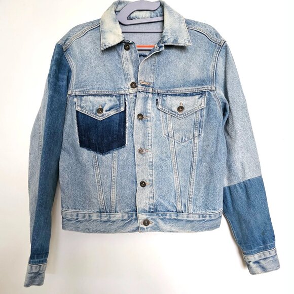Levi’s Made & Crafted Patched Boyfriend Trucker Jacket Bermuda Triangle Size 1 S - Picture 2 of 9